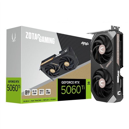 VGA ZOTAC RTX 5060 TI 8GB AMP,NV,RTX5060TI,8GB,GDDR7,128BIT,1HDMI+3DP,2 VENTILADORES (2 VENTILADORES)