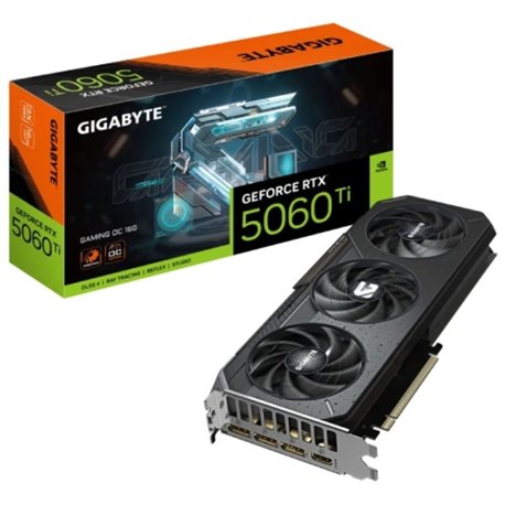 GIGABYTE GeForce RTX 5060 Ti GAMING OC 16G Tarjeta Gráfica – 16 GB GDDR7, 128 bits, PCI-E 5.0, 2647 MHz Frecuencia del núcleo, 3