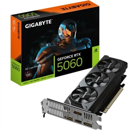 GIGABYTE GeForce RTX 5060 OC Low Profile 8G Tarjeta Gráfica - 8GB GDDR7, 128bit, PCI-E 5.0, 2512 MHz Frecuencia del núcleo, 3 x 