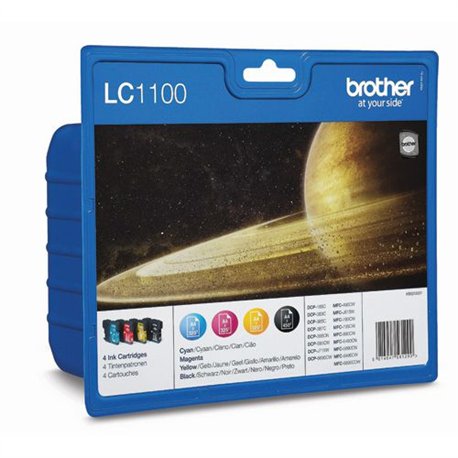 Tinta BROTHER Pack Negro/Tricolor (LC1100VALBP)