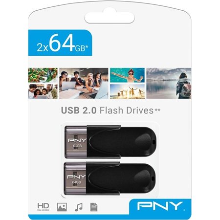 Pendrive PNY Attache4 64Gb USB 2.0 2Un (FD64GATT4X2-EF)