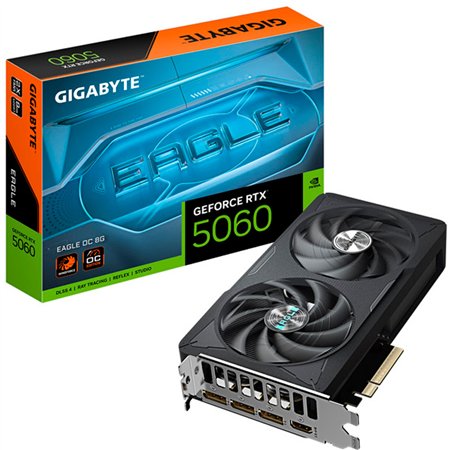 GIGABYTE GeForce RTX 5060 EAGLE OC 8G Tarjeta Gráfica - 8GB GDDR7, 128bit, PCI-E 5.0, 2550 MHz Frecuencia del núcleo, 3 x Displa