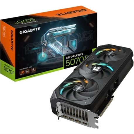 GIGABYTE GeForce RTX 5070 Ti GAMING OC 16G Tarjeta Gráfica - 16GB GDDR7, 256 bits, PCI-E 5.0, XXXX MHz Core Clock, 3 x DP 2.1a, 
