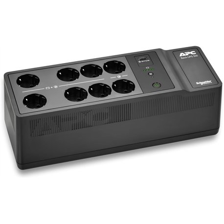 S.A.I. APC 500VA 300W 8xSchuko USB Negra (BE500G2-GR)