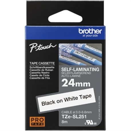 Cinta BROTHER 24mm 8m Negro sobre Blanco (TZE-SL251)
