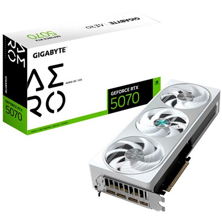 GIGABYTE GeForce RTX 5070 AERO OC 12G Tarjeta Gráfica - 12GB GDDR7, 192 bits, PCI-E 5.0, XXXX MHz Core Clock, 3 x DP 2.1a, 1 x H