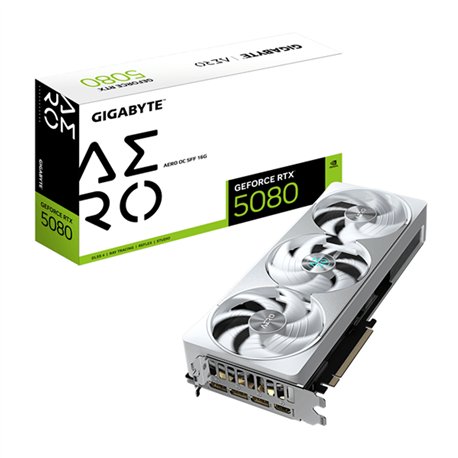 GIGABYTE GeForce RTX 5080 AERO OC SFF 16G Tarjeta Gráfica - 16GB GDDR7, 256 bits, PCI-E 5.0, 2730MHz Core Clock, 3 x DisplayPort