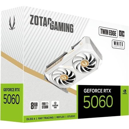 VGA ZOTAC RTX 5060 TWIN EDGE OC 8GB WHITE VERSION,NV,RTX5060,8GB,GDDR7,128BIT,1HDMI+3DP,2 VENTILADORES (ZT-B50600Q-10M)