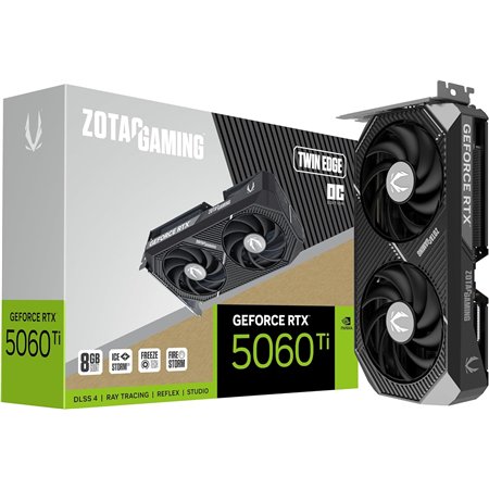 VGA ZOTAC RTX 5060 TI 16GB TWIN EDGE OC WHITE EDITION,NV,RTX5060TI,16GB,GDDR7,128BIT,1HDMI+3DP,2 VENTILADORES (ZT-B50620Q-10M)