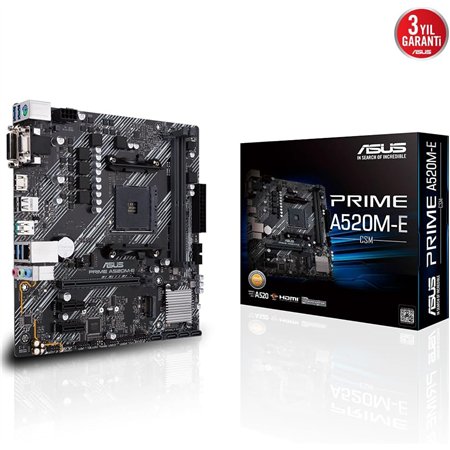 ASUS PRIME A520M-E/CSM: (AM4) 2DDR4 HDMI VGA DVI-D mATX