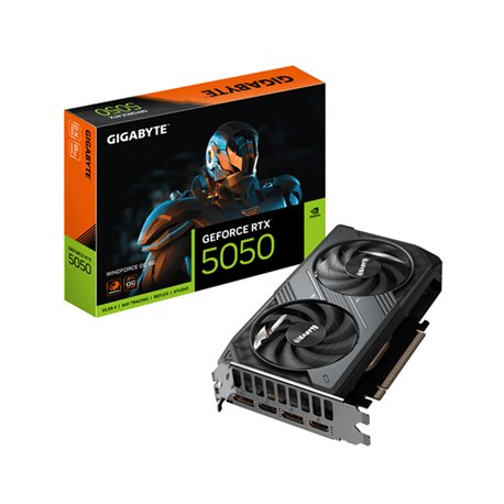 GIGABYTE GeForce RTX 5050 WINDFORCE OC 8G Tarjeta Gráfica - 8GB GDDR6, 128bit, PCI-E 5.0, 2587MHz Frecuencia del núcleo, 2 x DP,