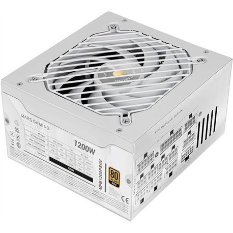 Fuente Mars Gaming 1200W 80+Gold Blanco (MPB1200PSIW)