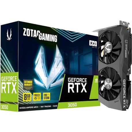 VGA ZOTAC RTX 3050 ECO,NV,RTX3050,GDDR6,8GB,128BIT,HDMI+3DP,2 VENTILADORES (ZT-A30500K-10M)