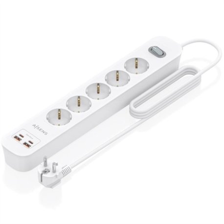 Regleta AISENS 5 Tomas 2xUSB-C 2xUSB-A (ASPS-2A2C14-W)