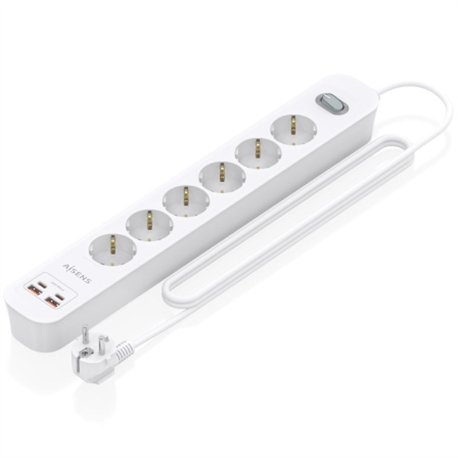 Regleta AISENS 6 Tomas 2xUSB-C 2xUSB-A (ASPS-2A2C16-W)