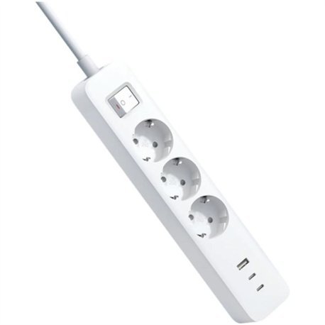 REGLETA XIAOMI POWER STRIP 3 SCHUKOS USB/USB-C PROTECCION 20W 1,4M WHITE