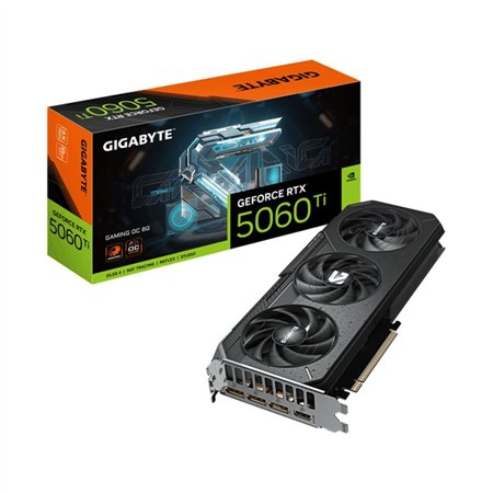 GIGABYTE GeForce RTX 5060 Ti GAMING OC 8G Tarjeta Gráfica – 8 GB GDDR7, 128 bits, PCI-E 5.0, 2647 MHz Frecuencia del núcleo, 3 x