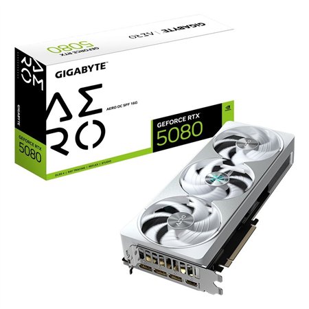 GIGABYTE GeForce RTX 5080 AERO OC SFF 16G Tarjeta Gráfica - 16GB GDDR7, 256 bits, PCI-E 5.0, 2730MHz Core Clock, 3 x DisplayPort