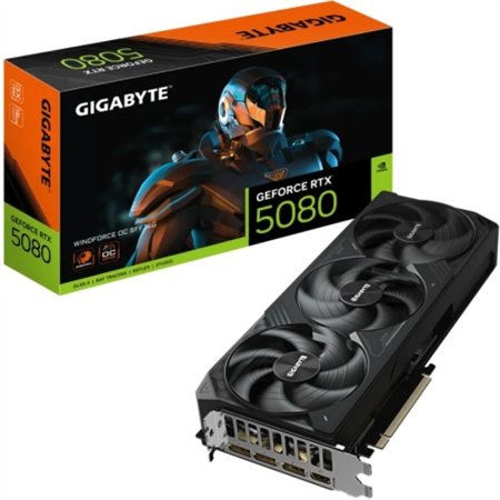 GIGABYTE GeForce RTX 5080 WINDFORCE OC SFF 16G Tarjeta Gráfica - 16GB GDDR7, 256 bits, PCI-E 5.0, 2670MHz Frecuencia Base, 3 x D