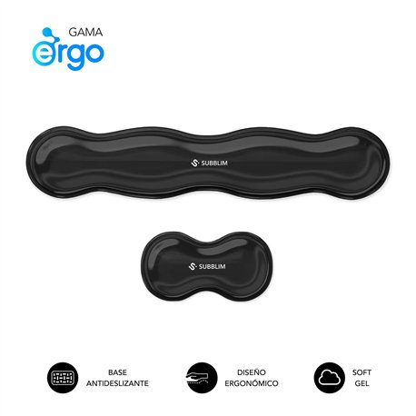 Reposamuñecas SUBBLIM Ergo Pack 2 Negro (SUBMP-04E061)