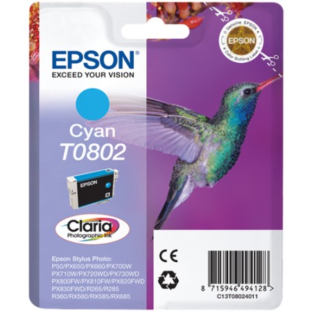 Tinta Epson T0802 Cyan/ R265/360 RX560