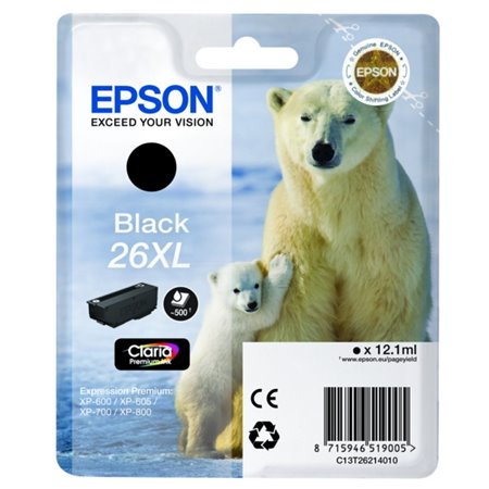 Tinta EPSON Negro 26XL Oso Polar T2621                      