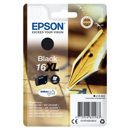 Tinta Epson T1631 Negro 500p. WF-2010W/WF-2510WF/WF-2520NF/WF-2530WF/WF-2540WF