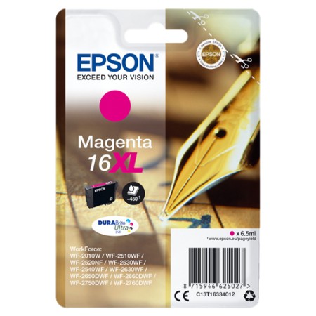 Tinta Epson T1633 Magenta 450p. WF-2010W/WF-2510WF/WF-2520NF/WF-2530WF/WF-2540WF