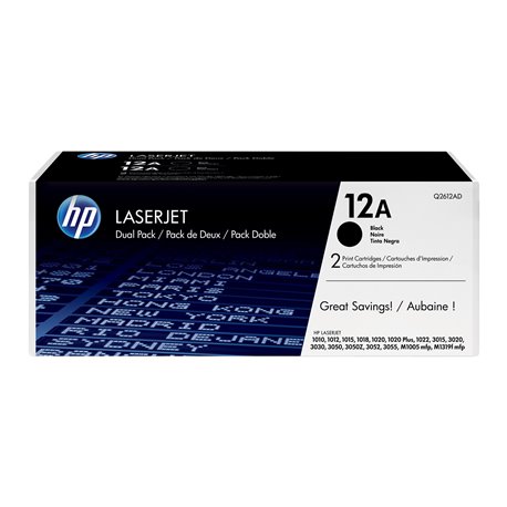 Toner HP LaserJet 1018/1020/1022/3030 Pack-2 (Q2612AD)      