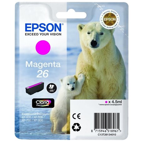 Tinta EPSON Magenta T26 300pag 4.5ml Oso Polar T2613