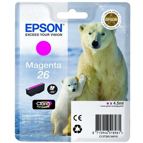 Tinta EPSON Magenta T26 300pag 4.5ml Oso Polar T2613