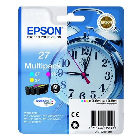 Tinta EPSON Pack3 Color 27 Despertador T2705