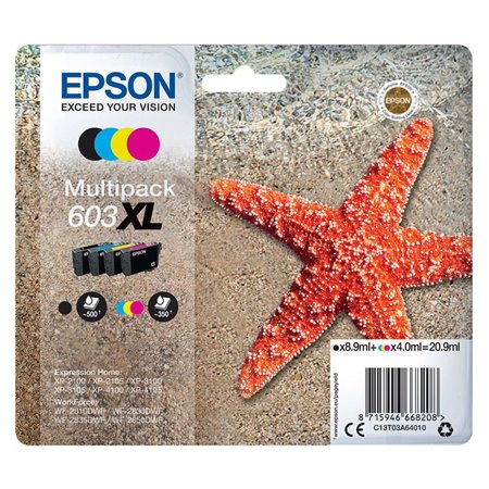 Tinta Epson 603XL Pack Negro/Tricolor (C13T03A64010)