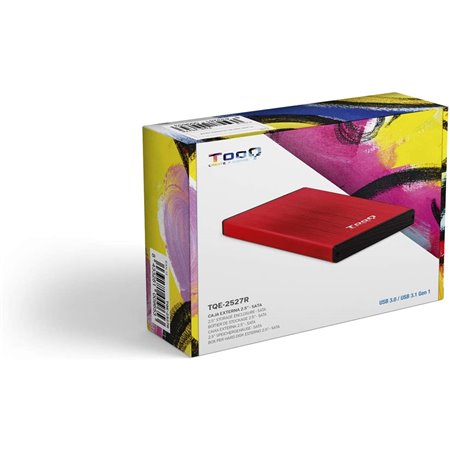 Caja HDD TOOQ 2.5" SATA USB3 Rojo  (TQE-2527R)