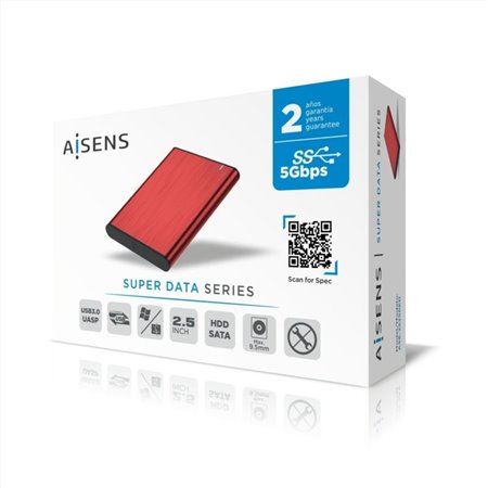 Caja HDD AISENS 2.5" SATA A Usb3 Rojo (ASE-2525RED)