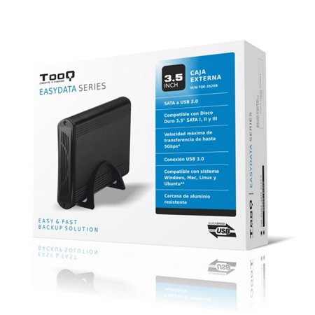 Caja HDD TOOQ 3.5" SATA USB2 Negro(TQE-3526B)
