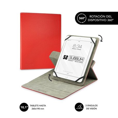 Funda SUBBLIM Rotate 360º 10.1" Rojo (CUT-3RE002)