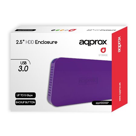 Caja Approx HDD 2.5" SATA USB 3.0 Púrpura (APPHDD06P)