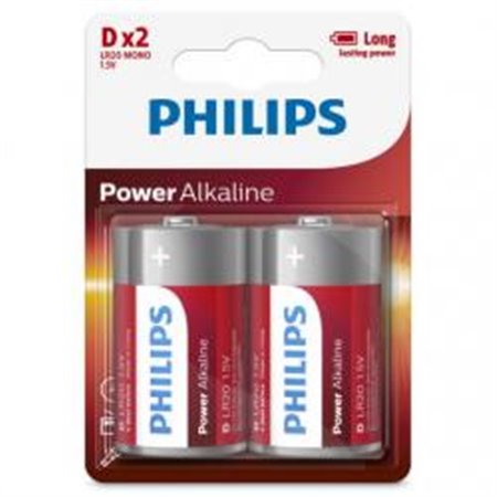 Pack 2 Pilas Philips Alcalinas D LR20 1.5V (LR20P2B/05)