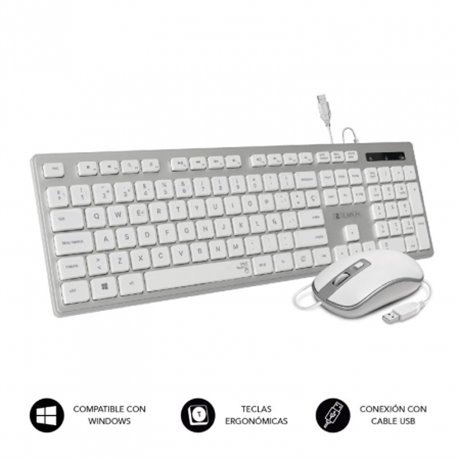 Tecl+Ratón SUBBLIM Ergo Flat USB Plata/Blanco (CEKE60)