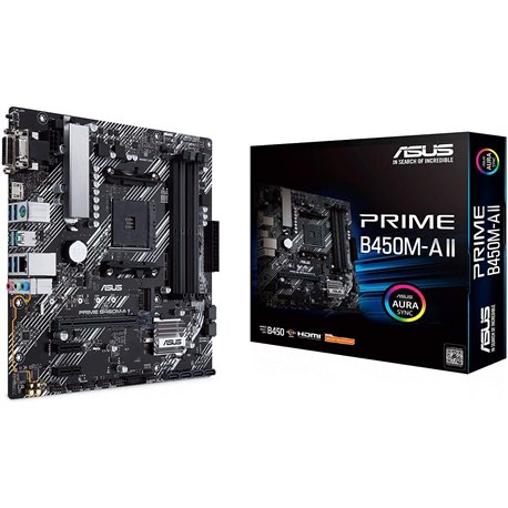 ASUS PRIME B450M-A II: (AM4) 4DDR4 VGA DVI HDMI mATX