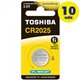 Pack 10 Pilas de Botón Toshiba CR2025 Litio 3V