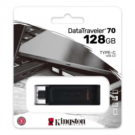 Pendrive Kingston 128Gb USB-C 3.0 Negro (DT70/128GB)