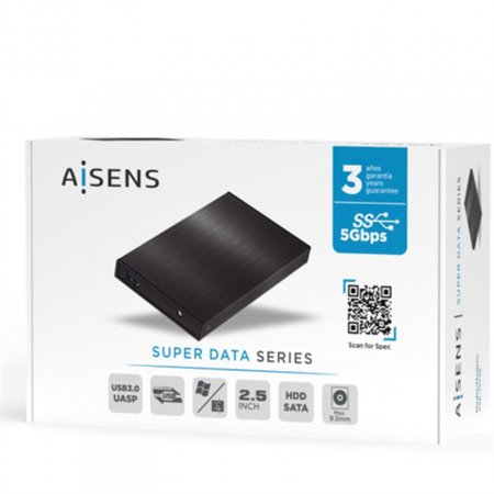 Caja AISENS HDD 2.5" SATA USB 3.0/3.1 Negra (ASE-2523B)