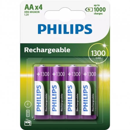 Pack 4 Pilas Philips AA Recargables 1.2V (R6B4A130/10)