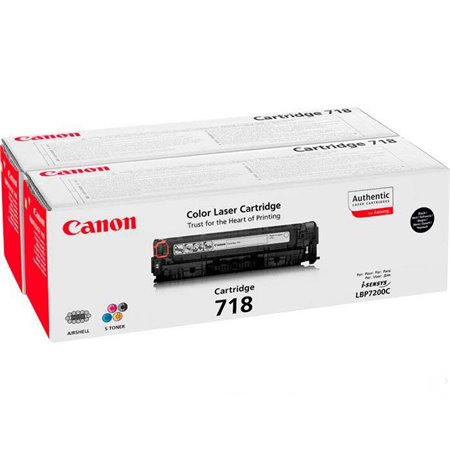 Toner Canon Laser 718BK Pack 2 Negro (2662B005)