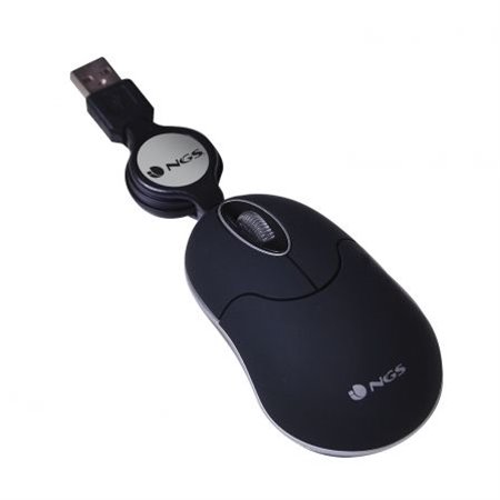 Ratón NGS Óptico USB 1000dpi Retráctil Negro (SINBLACK)