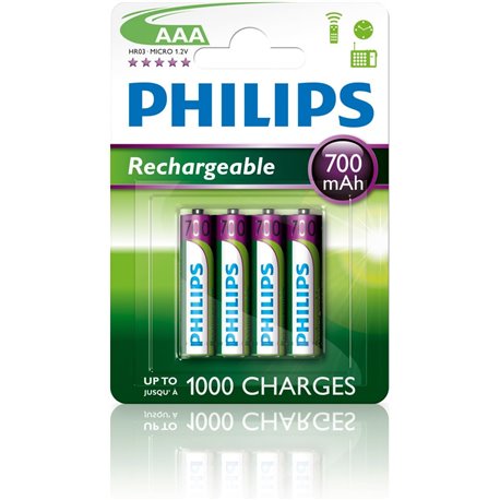 Pilas PHILIPS AAA 1.2V Recargables Pack 4 (R03B4A70/10)