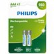 Pack 2 Pilas Philips AAA Recargables 1.2V (R03B2A95/10)